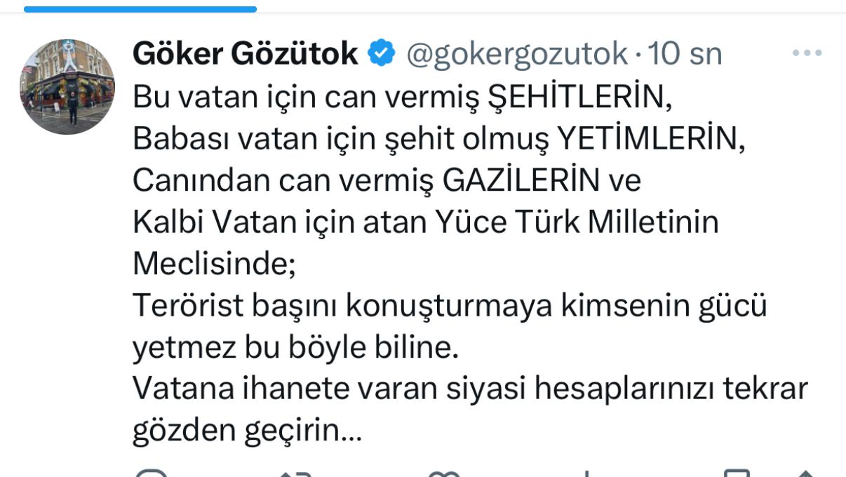 Gözütok, “Terörist başını mecliste konuşturmaya kimsenin gücü yetmez”